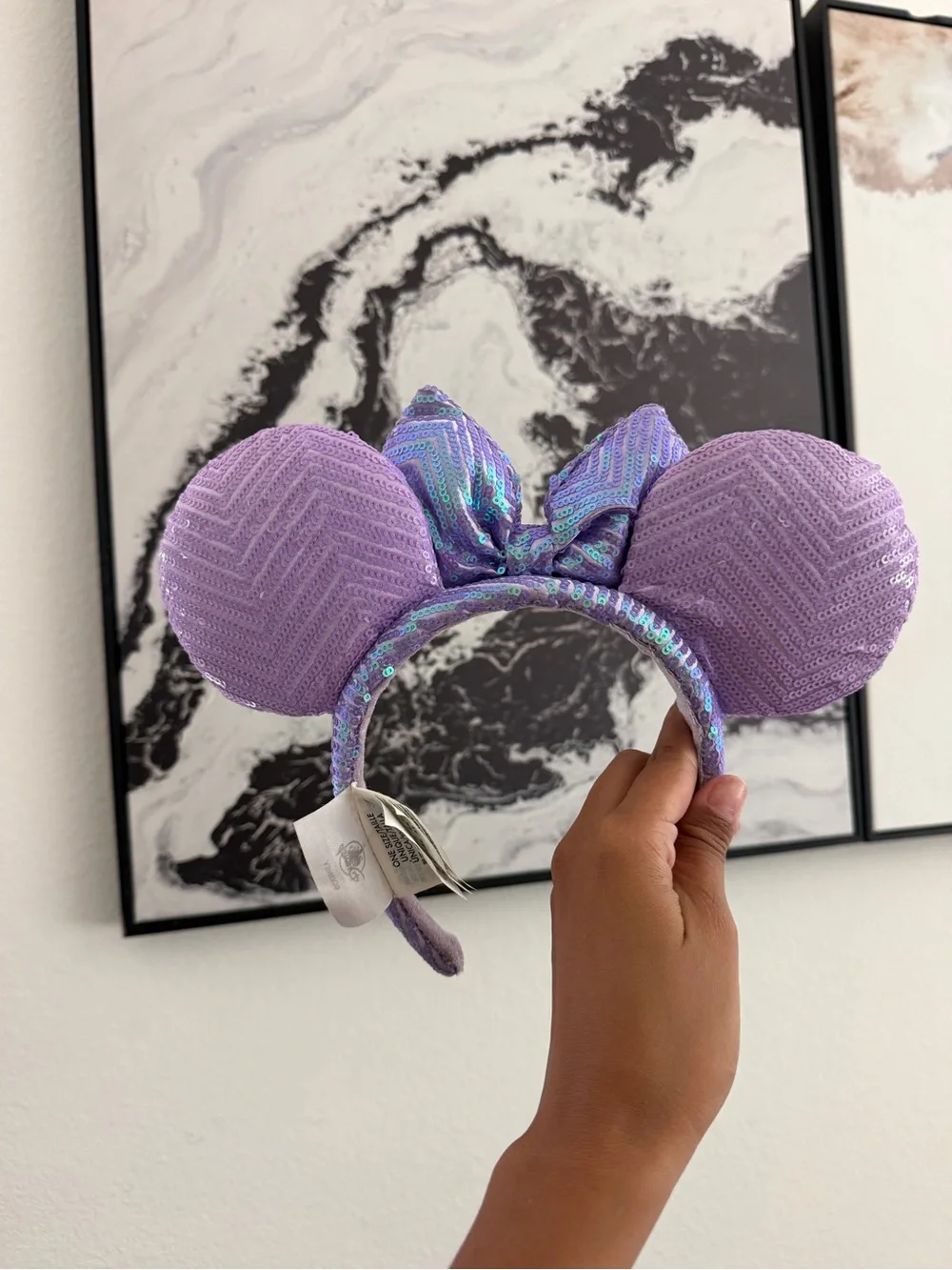 Sequin purple Disney ears and bow